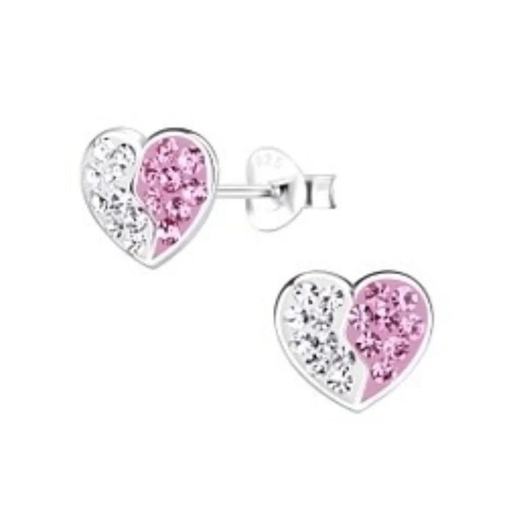 Silver stud heart earrings